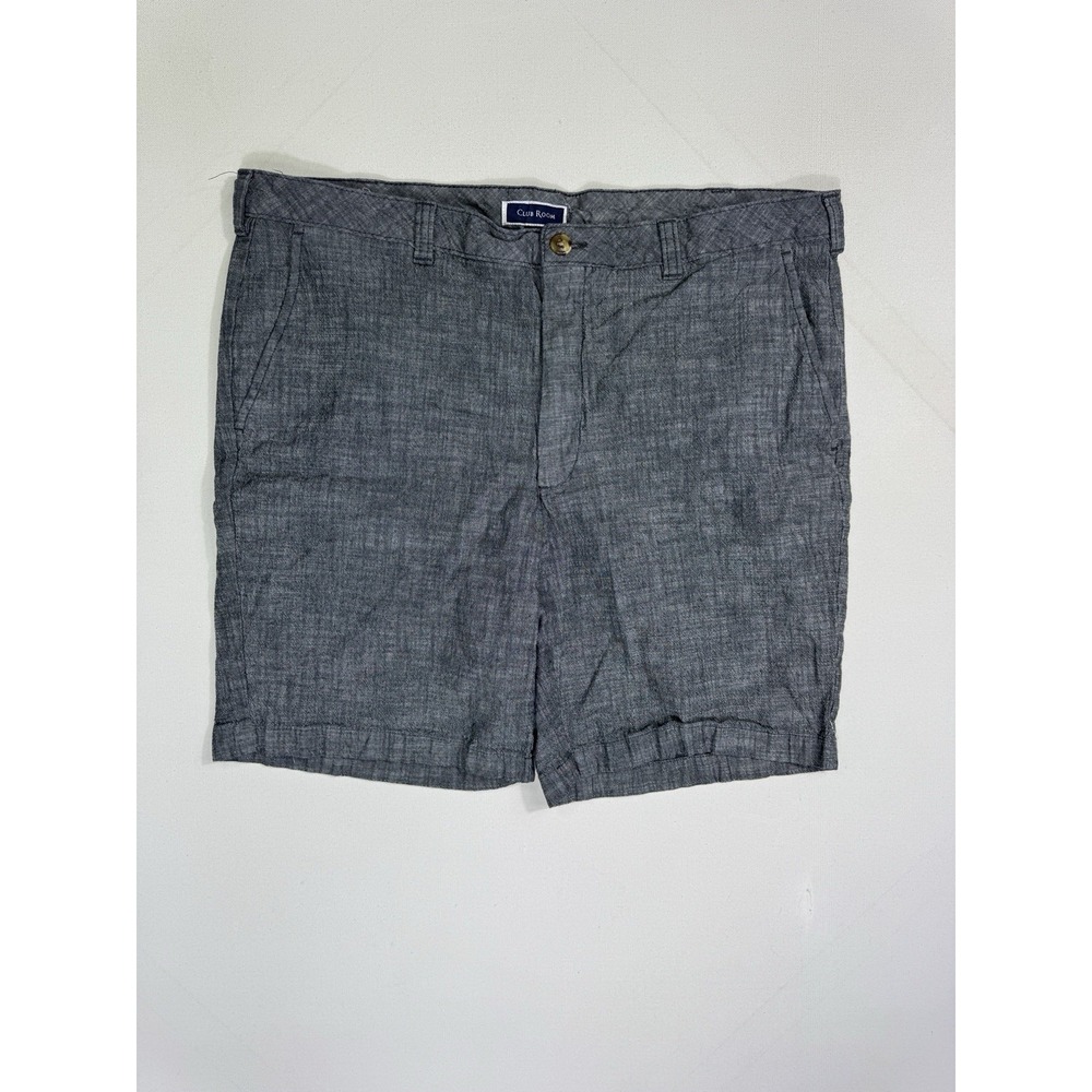Club Room Mens 38x8 Chambray Coastal Shorts Blue Stretch Casual Summer Chino